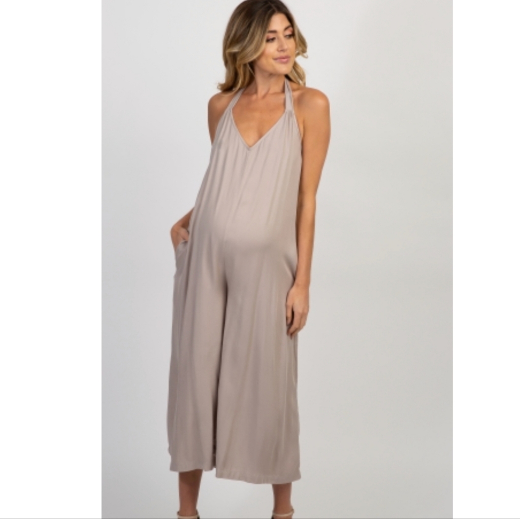 Pinkblush Maternity Taupe Jumpsuit